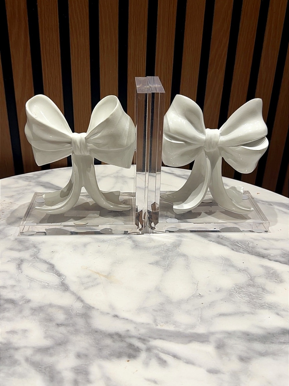 White Ceramic Bow Bookends